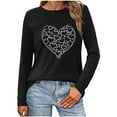thumbnail image 2 of Royisotas Long Sleeve Tops for Women Heart Print Fall Black Casual Shirts for Women Plus Size Tunic Loose Fit Crew Neck T-Shirts, 2 of 6