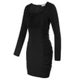 thumbnail image 4 of GK Hips-Wrapped Dress for Women Square Neck Ruched Bodycon Long Sleeves Sexy Club Mini Dress, 4 of 7
