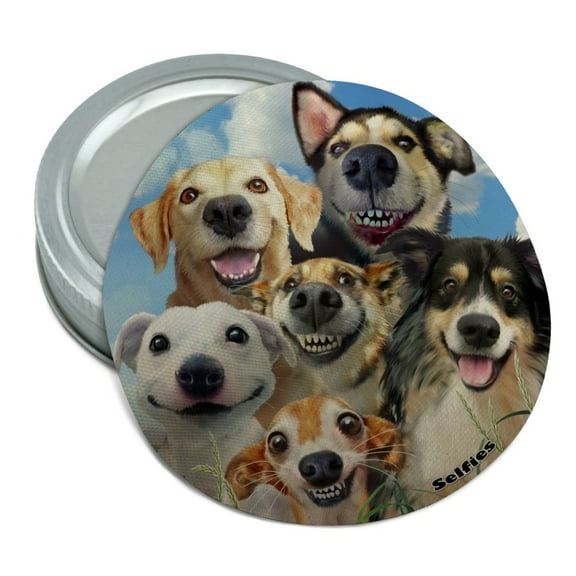 Dogs Smile Selfie Retriever German Shepherd Round Rubber Non-Slip Jar Gripper Lid Opener