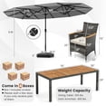 thumbnail image 3 of Costway 10 Pieces Patio Wicker Dining Set with Double-Sided Patio Umbrella 8 Armchairs Grey, 3 of 8