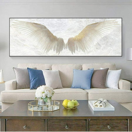 Wall Posters And Print White Angel Wings Vintage Art Canvas Painting Picture For Living Room Decor 50x150cm No Frame Canada - Vintage Wall Art For Living Room