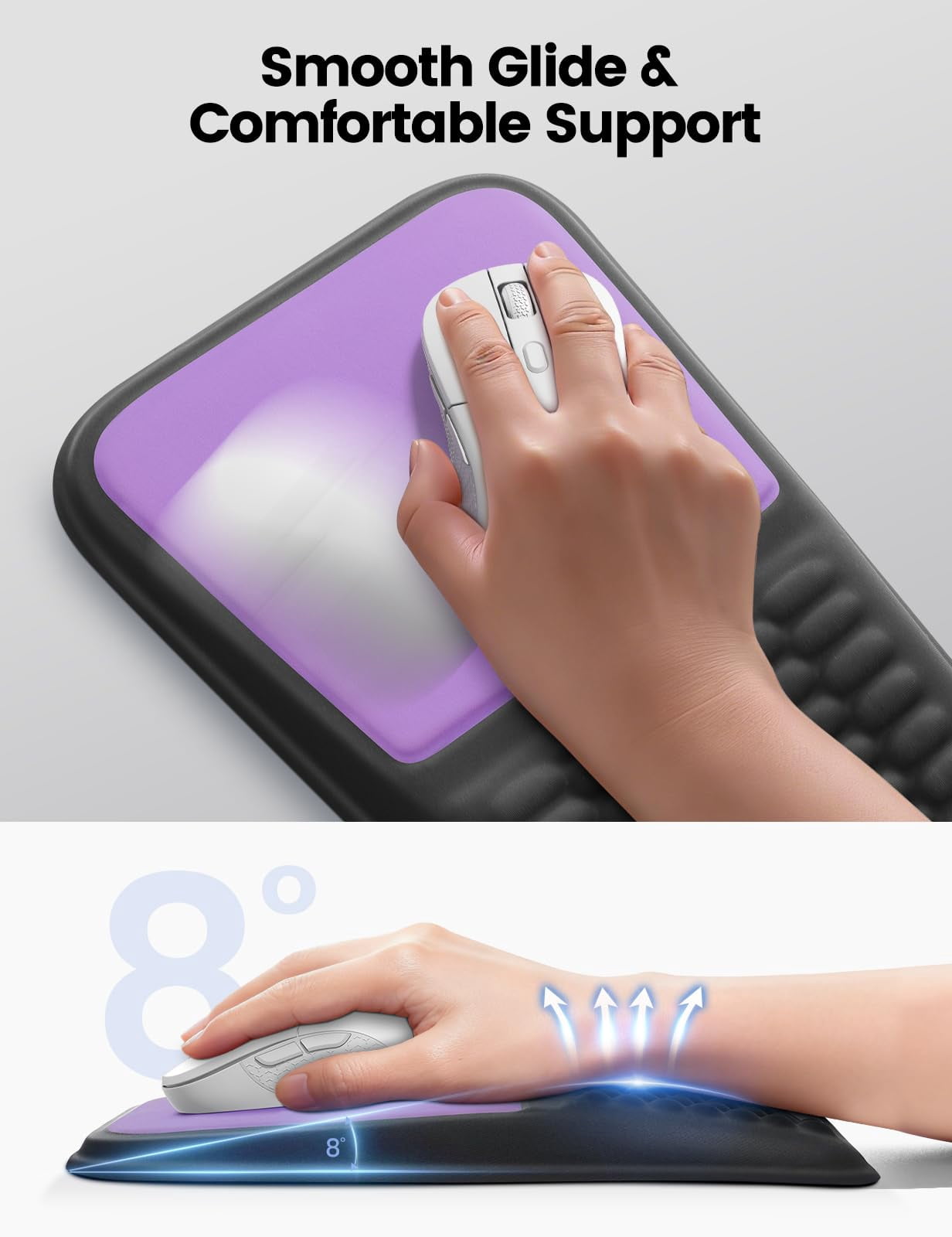 Stand And Mouse Pad Set Wrist Rest  Computer Support Memory Foam Desk Cushion Tilt Riser Lift Palm Hand Typing For Office Home Gaming