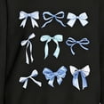 thumbnail image 4 of Girls Bow Print Sweatshirt Cute Long Sleeve Pullover Top for Kids Teens Fleece Lined Crew Neck Sweatshirts Casual Wear 9-10 Years Black, 4 of 6