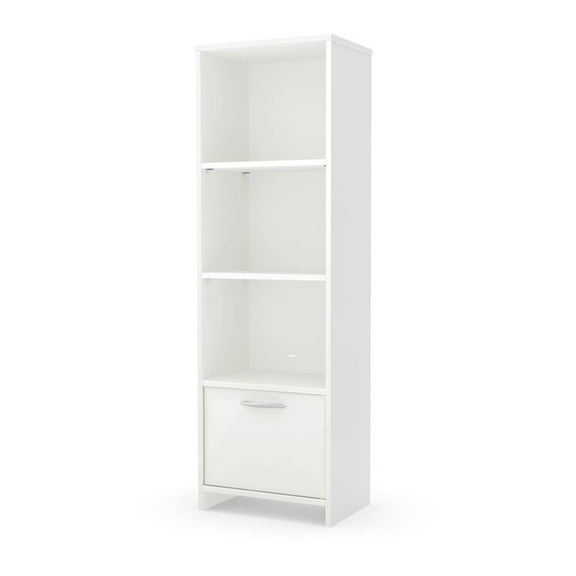 Pemberly Row Transitional 4 Shelf Wood Bookcase in Pure White