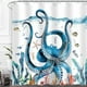 thumbnail image 1 of BR Cortina de baño impermeable decorativa para baño con peces de Coral y pulpo oceánico, 1 of 5