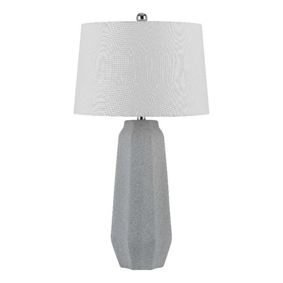 Niu 30 Inch Table Lamp Set of 2- Drum Shade- Stone Gray Ceramic Prism Base