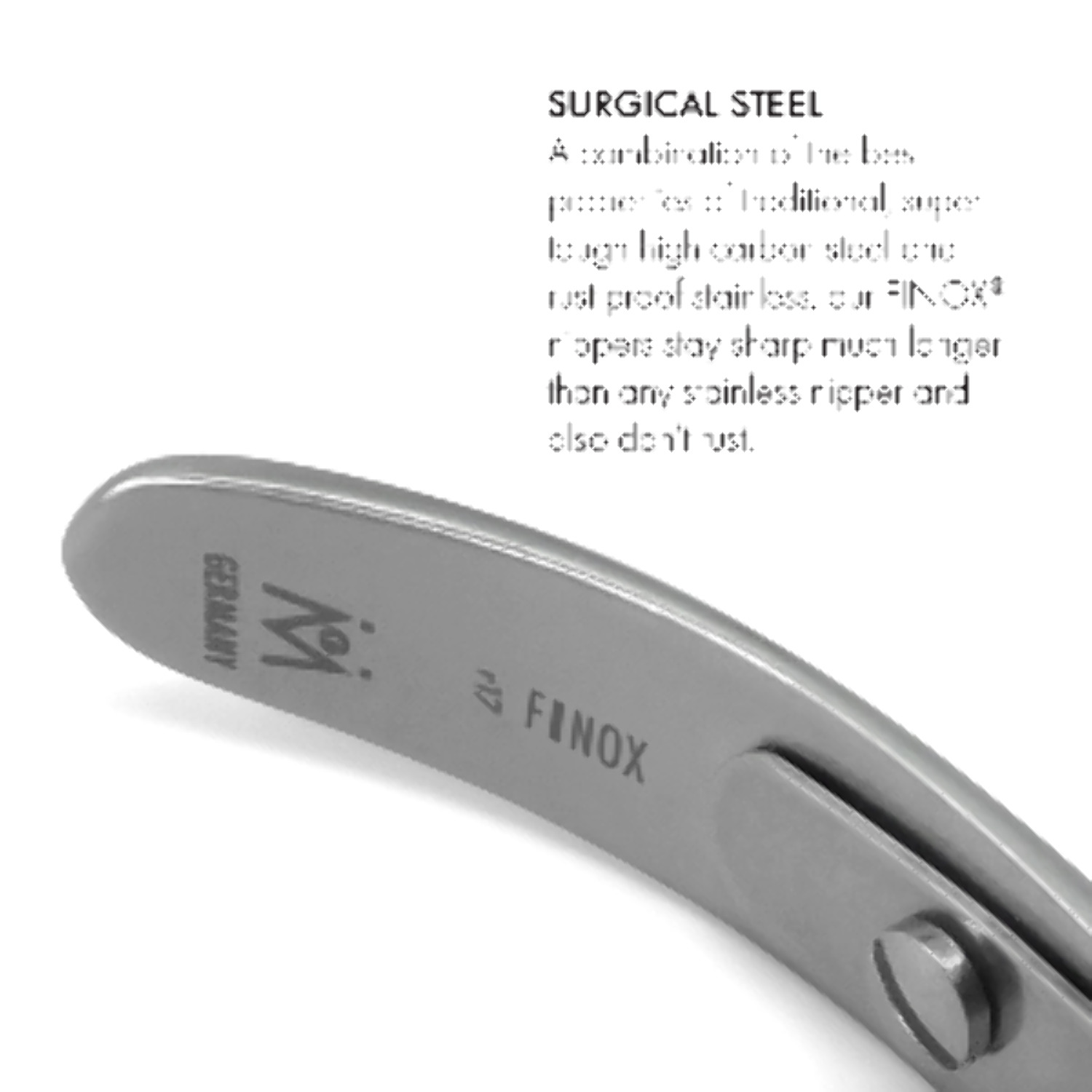 GERMANIKURE 4pc Manicure Set in Suede Case - FINOX - Stainless Steel: Toenail Nipper, Cleaner, Pointed Tweezer and Sapphire Nail File