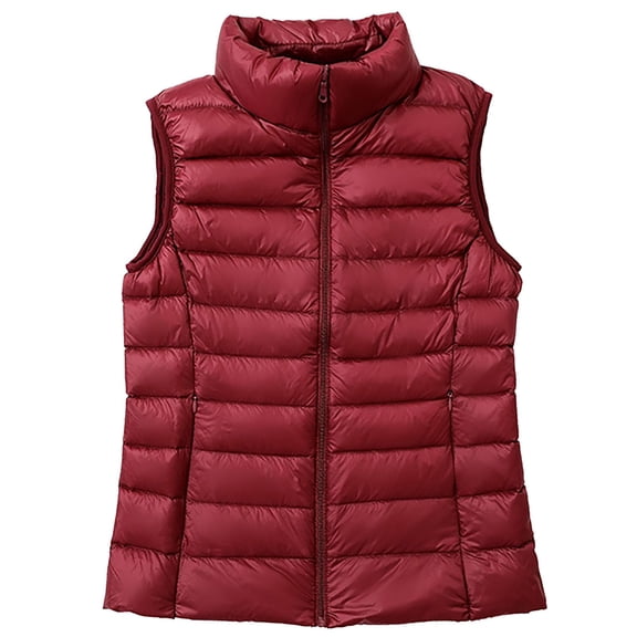 Women's Puffer Vest Winter Quilted Coat Lightweight Bubble Zip Up Sleeveless Warm Stand Collar Thermal Gilet