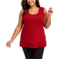 thumbnail image 1 of Anne Klein Womens Split Hem Tank Top, Red, Plus Size, 1X, 1 of 1