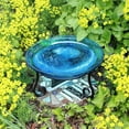 thumbnail image 5 of Achla Designs Hand Blown Crackle Glass Garden Birdbath with Stand, Teal, 5 of 6