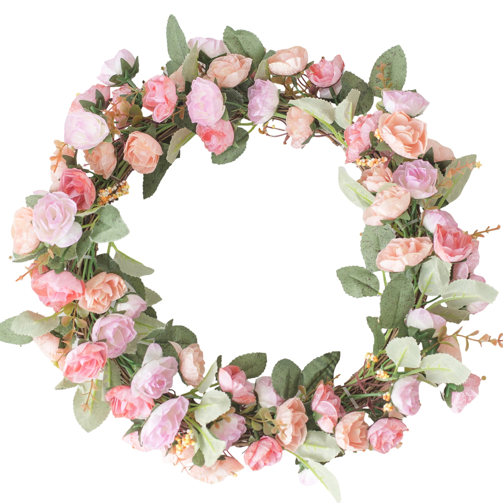 Small Wreath for Home 11 Inches Greenery Decor Artificial Peony Wreath Hydrangea Rose Wreath Simulation Garland Wall Hanging Home Wedding Party Decoration