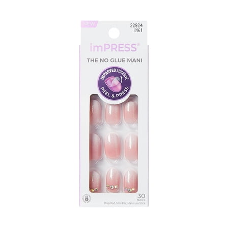 KISS imPRESS Short Oval Press on Nails, Pink, 30 Pieces