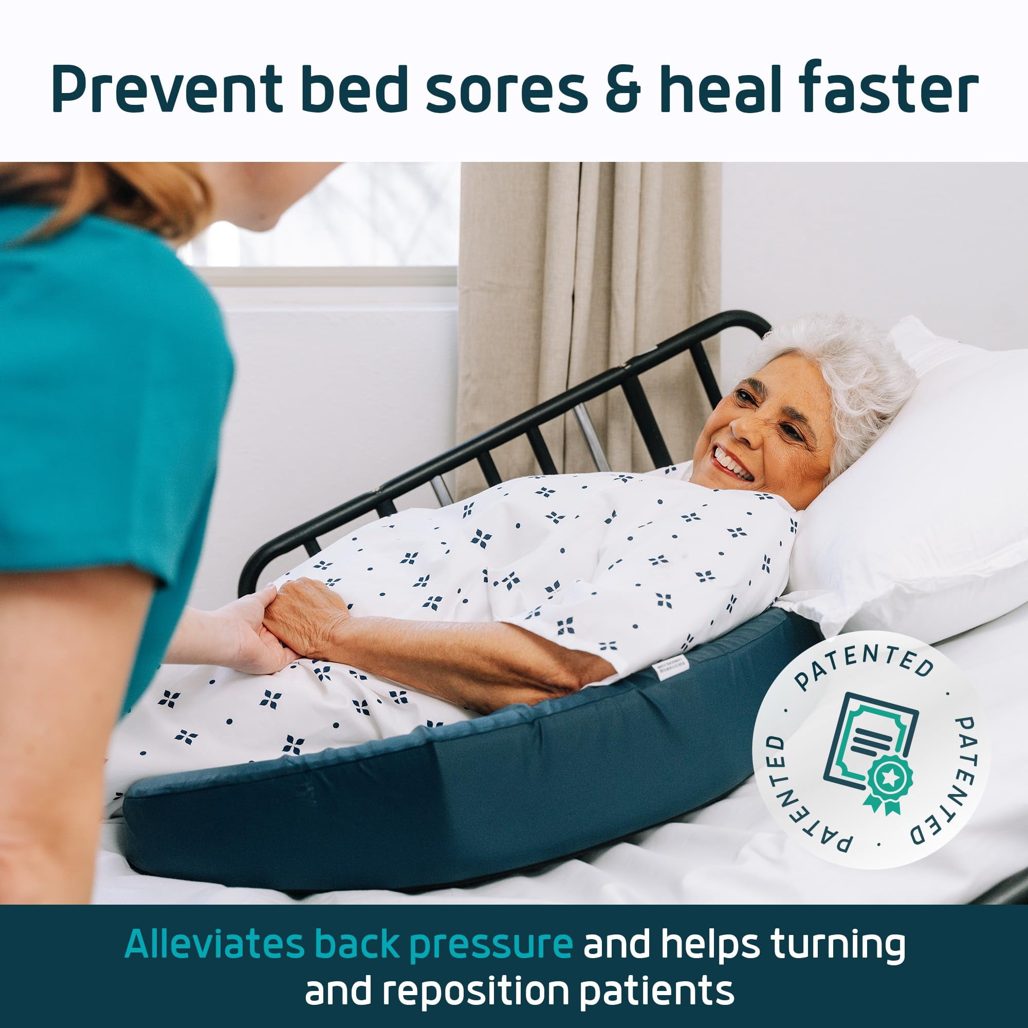 Lunderg Bedsore Pillow Positioning Wedge - With 2 Non-Slip Pillowcases & Adjustable Slope - Pressure Ulcer Cushion for Bed Sore Prevention - Stay on the Side and Stay off the Back