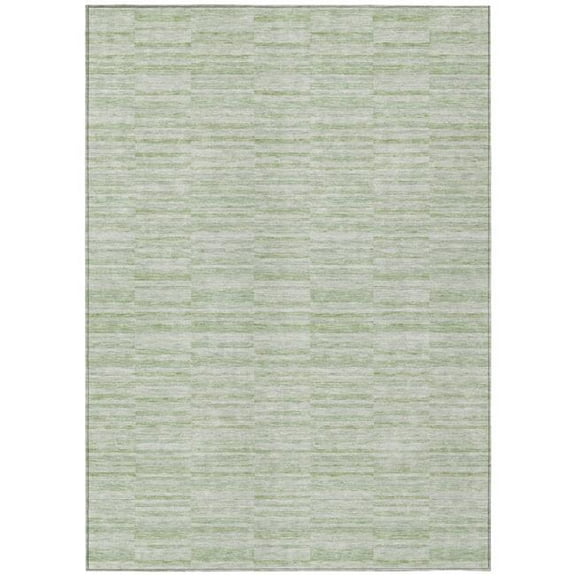 HomeRoots 587959 8 x 10 ft. Striped Washable Indoor & Outdoor Rectangle Area Rug, Sage & Green