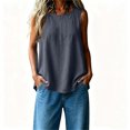 thumbnail image 4 of IUYRTFE Women Round Neck Sleeveless Tank Top with Side Slits Loose Fit Casual Summer Blouse, 4 of 7