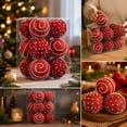thumbnail image 6 of 12 Pack Christmas Pearl Ball Ornaments - 2.36" Red Glittered Baubles for Tree Holiday Party Decor, 6 of 7