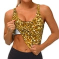 thumbnail image 3 of Pofeuu Bright Shiny Golden Print Sports Bra for Women Sexy Vest Yoga Running Gym Fitness Crop Bras Tops-Medium, 3 of 8
