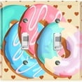 thumbnail image 1 of Metal Light Switch Plate Cover Colorful Retro Doughnuts Beige Heart Wallpaper CAK038, 1 of 13