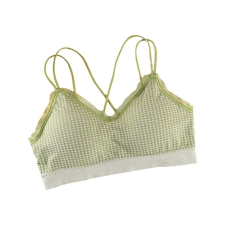 Kureaily Teen Girls  Bra With Removable Cookies Spaghetti Strap Sports Bra Training Bra Crop For Girls Multicolor One Size