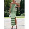 thumbnail image 2 of Vestido PRETTYGARDEN Strapless Bodycon Largo Maxi Verde Blanco XS, 2 of 8
