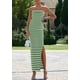 thumbnail image 2 of Vestido PRETTYGARDEN Strapless Bodycon Largo Maxi Verde Blanco XS, 2 of 8