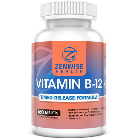 La vitamine B12 - 1000 Supplément MCG - Natural Energy Booster - Avantages de coeur, la fonction digestive et cerveau - 160 comprimés à libération comptage minuté