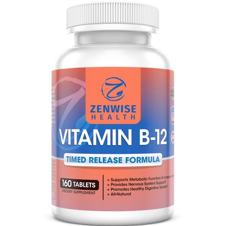La vitamine B12 - 1000 Supplément MCG - Natural Energy Booster - Avantages de coeur, la fonction digestive et cerveau - 160 comprimés à libération comptage minuté
