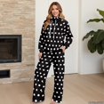 thumbnail image 4 of Glofpot Women Loungewear Set, Turtleneck Sweatshirt Set, Casual Outfit Women 2 piece Loungewear Set, Long Sleeve Pullover Top, High Waisted Wide Leg Pants with Pockets, Black Polka Dot Tracksuit, 4 of 7