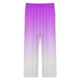 thumbnail image 4 of Aesthetic Purple And White Gradient Womens Pyjamas Set Button Up Pyjamas Womens with Long Sleeve Top And Wide Leg Pants V-neck Loungewear Sets, 4 of 9