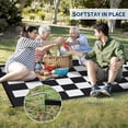 thumbnail image 5 of Memoryfield Waterproof 9' x 12' Outdoor Rug, Reversible Plastic Straw Rugs, Foldable Modern Geometric Plaid Outside Camping Carpet for Picnic, Backyard, Deck, Black & White, 5 of 8