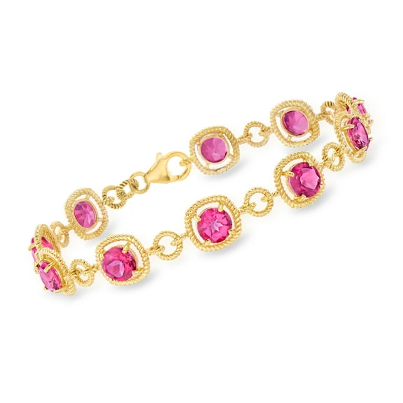 Ross-Simons 9.00 ct. t.w. Pink Topaz Bracelet in 18kt Gold Over Sterling, Women's, Adult