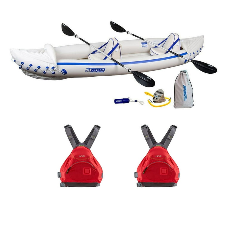 Sea Eagle Inflatable Kayak (1 Pack) & Paddles w/ NRS Life Jacket