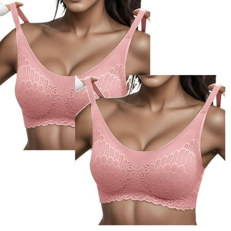 2 Pack Woman Lace Thin Underwear Seamless Bra Female Transparent Bras For Women S Bras Women Lace Lingerie Padded Sports Bra Bralette For Ladies Womens Bras Push up Women Bras plus Size Sports