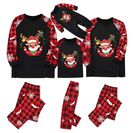 

LEEy-world Christmas Gifts Family Matching Pajamas Christmas Jammies Clothes Cotton Holiday Nightwear Sleepwear Sets Long Sleeve Pjs
