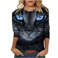 thumbnail image 2 of Hauts d'Été pour Femmes Mode Imprimé de Pâques T-shirt Ample Mi-Longueur Manches 3/4 Blouse Col Rond Hauts Décontractés Blouses d'Été pour Femmes en Solde, 2 of 5