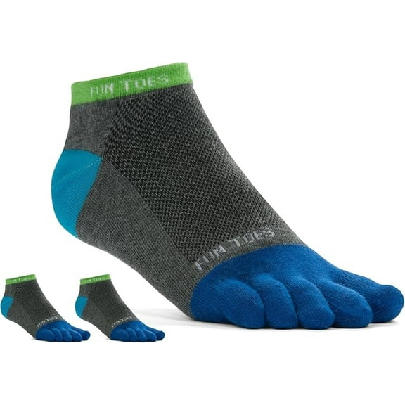 FUN TOES 3 Pairs Men's Cotton Toe Socks - Breathable Mesh, Barefoot Running, Shoe Size 6-10