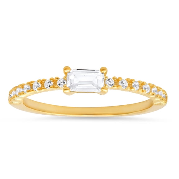 Kylie Harper Gold Over Silver East/West Baguette-cut CZ Ring