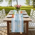 thumbnail image 4 of Summer Sea Blue Starfish Table Runner-36 Inch Long Rustic Farm Wood Board Table Runners Linen Burlap Tablerunner for Kitchen Dining Room Holiday Party, 4 of 9