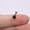 thumbnail image 3 of Black Agate Stone Ball Top Steel Flat Back Stud Labret, 3 of 4