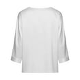 thumbnail image 3 of yillto Women's Satin Shirts 3/4 Sleeve V Neck Silky Tshirts Shirt Summer Casual Loose Business Tops, 3 of 7