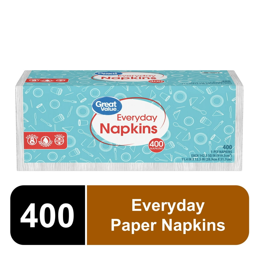 Great Value Everyday Paper Napkins, 400 Count