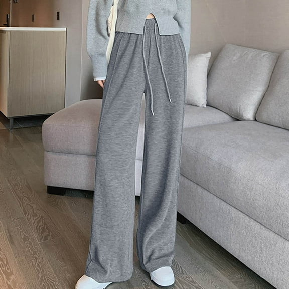 asjyhkr Sweatpants Women Wide Leg Drawstring High Waist Lightweight Running Workout Gym Athletic Pants with Pockets