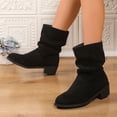 thumbnail image 6 of WAVSUF Mid Calf Boots for Women's Round Toe Wide Width Side Zip Winter Daily Slouch Boots Black Size 5.5, 6 of 7