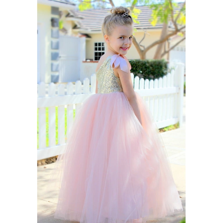 Red Rose Gold And Burgundy Flower Girl Dress Girls Sequin Princess Dress  For Birthday Party Graduation