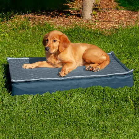 UPC: 0842229127331 | FurHaven Pet Products Quilt-Top Convertible Indoor-Outdoor Deluxe Cooling Gel Deluxe Mat Pet Bed for Dogs & Cats – Calm Blue Medium