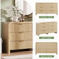 thumbnail image 7 of HoopieHome Modern 55 Inch 6-Drawer Fluted Double Dresser with Arched Tabletop, Wave Design, Gold Handles, Natural Wood, 7 of 7