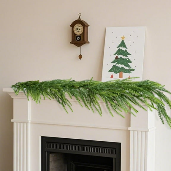 Large 60-Inch Artificial Christmas Wreath - Realistic Norfolk Pine Design, Bendable Branches for Holiday Decor, Durable Plastic Greenery for Door, Fireplace & Wall Decorations