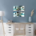 thumbnail image 3 of Teal Beach Palm Tree Canvas Wall Art Watercolor Blue Seaside Landscape Print Painting Wall Decor 8x8" 4Pcs Abstract Coastal Scenery Picture Modern Artwork for Living Room Bathroom Home Decoration, 3 of 6