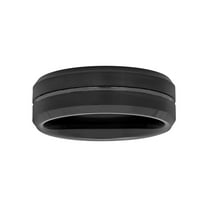 Men's Black Tungsten 8MM Grooved Comfort Fit Wedding Band by Brilliance Fine Jewelry - Mens Ring