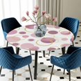 thumbnail image 5 of Elastic Fitted Round Tablecloth, Pin Polka Dots Waterproof Stretch Table Cover for 45"-54" Tables, Modern Abstract Art Washable Outdoor Tablecloths for Patio, Picnic, Camping, 5 of 9